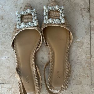 Zara Raffia Slingbacks